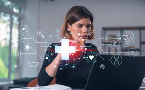 Woman studying at a laptop computer