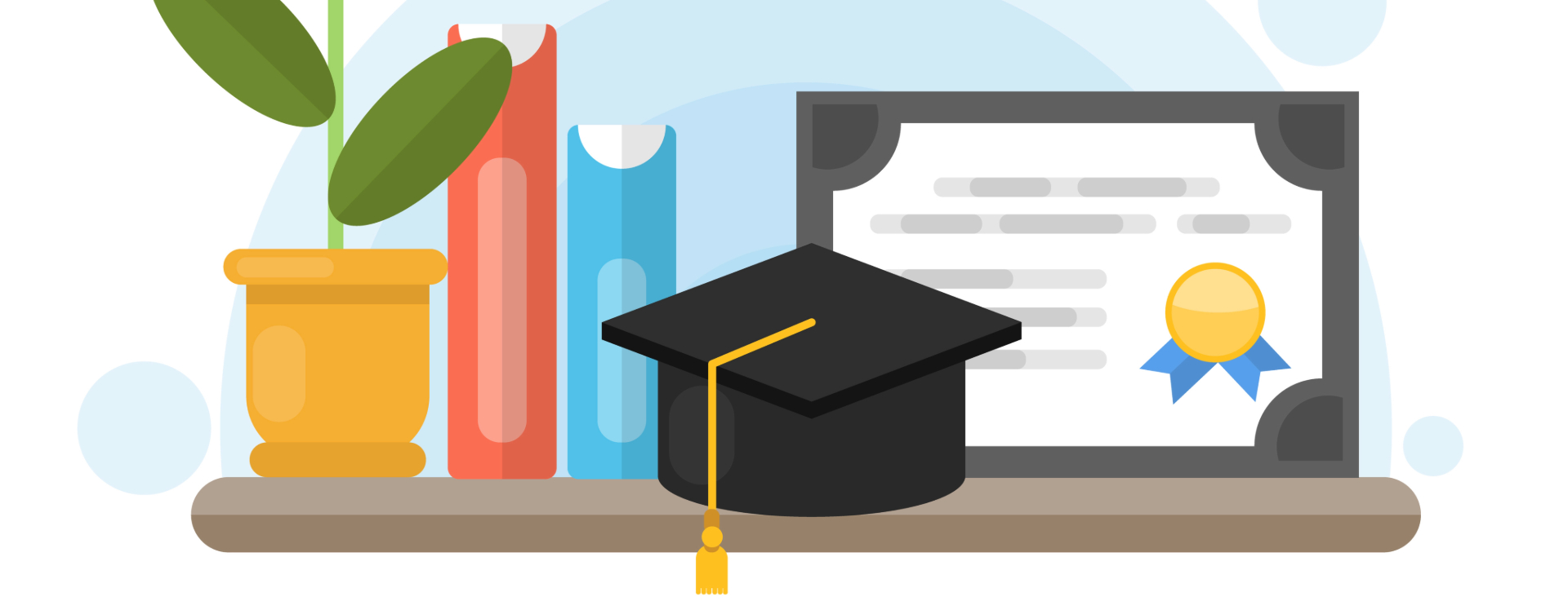graphical illustration of graduating with an educational certificate