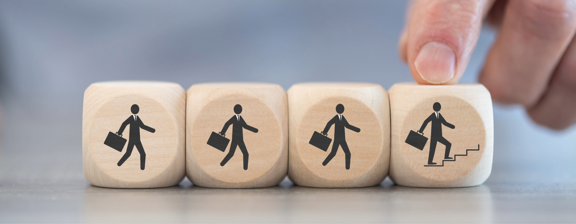 abstract image with building blocks illustrating someone climbing the career ladder